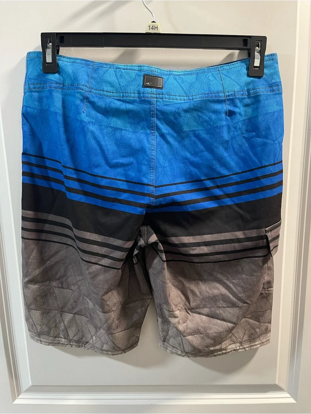 O'Neill Blue, Black & Gray Gradient Panel Swim Boardshorts